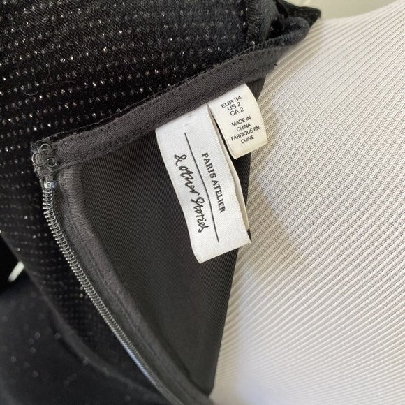 & OTHER STORIES Long Sleeve Velvet Midi Black Dress Bodycon Gold Sparkles Sz. 2 - Picture 11 of 16